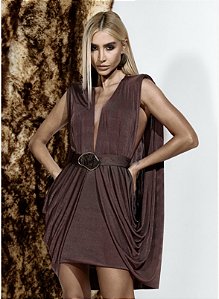 Vestido Drapeado capa com cinto
