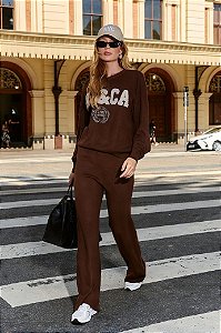 Conjunto Tricot Modal Blusa e Calça Reta