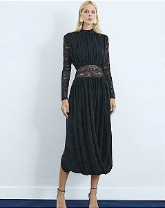 Vestido Jersey com Renda