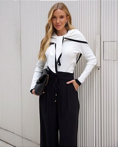 Blusa Tricot com Lenço P&B
