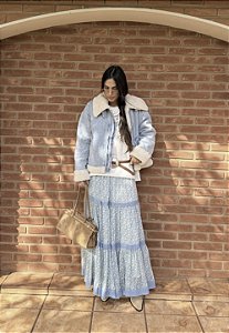 Saia Estampa Liberty com Renda