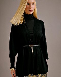 Cardigan Tricot Oversized com Cinto