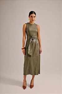 Vestido Couro Cinto