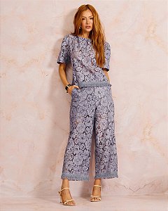 Calça de Renda com Franjas Feminina
