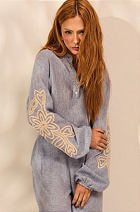 Camisa Bordada Manga