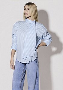 Camisa Tricoline Listrada Laço