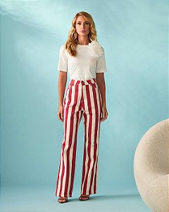 Calça Flare Sarja Listrada