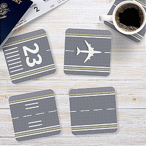 Kit com 4 Porta Copos Acrílico Pista Aviação