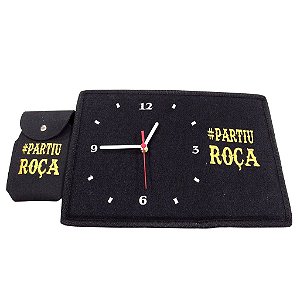 Kit Relógio De Parede Partiu Roça Bordado + Capinha Celular