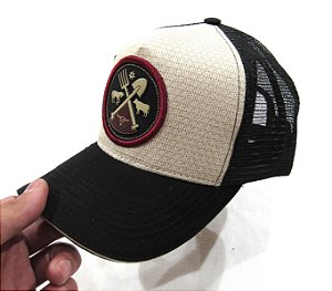 Boné Farm Bulls Individual De Aba Curva Bege Com Preto Fechamento Em  Snapback E Telinha Original - Couros Allas