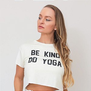 T-shirt Yoga Cropped Off White - Be Kind Do Yoga