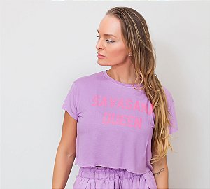 T-shirt Yoga Cropped Lilás - Savasana Queen