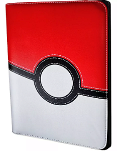 Pasta Álbum Binder com Zíper com 20 folhas pretas 18 bolsos Pokébola - Pokémon