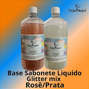 Kit 2 Base para Sabonete Liq. com Glitter Rosê e Prata