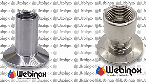 Niple Adaptador TC 1" / 1.1/2" x BSP/L Fêmea 1/2" Aço Inox 304