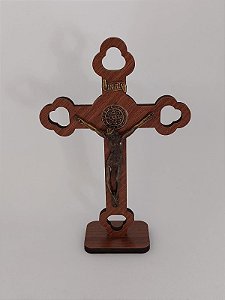 Crucifixo em Madeira com 19cm - Mesa e Parede