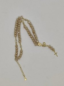 Terço Pulseira Champanhe e Dourado