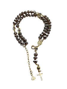 Terço Pulseira Fumê e Dourado