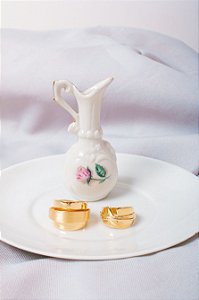 Anel Ouro Polido e Arco em Ouro Fosco