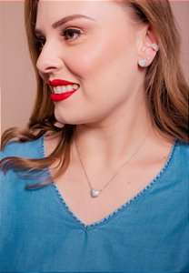 Conjunto Prata Coração Brilhante