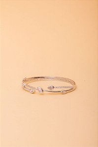 Bracelete Rd Branco Folhas e Gotas