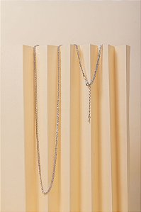 Corrente Ródio Branco Dupla Longa