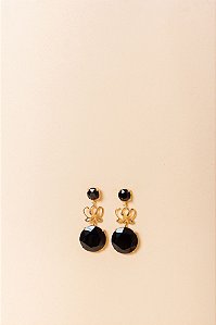 Brinco Flor de Lótus Ônix