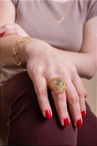 Anel Ouro Dinâmico Ônix