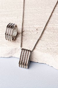 Anel Linhas Prata Leve