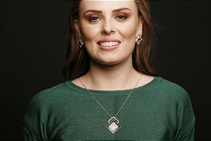 Gargantilha Ouro Quadrado Cristal Craquelado