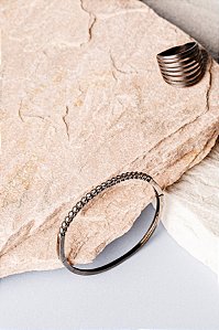 Bracelete Negro Fino de Zircônias