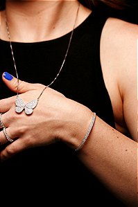 Bracelete Finíssimo Ródio e Zircônias