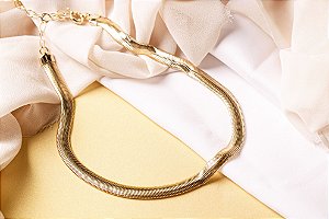 Gargantilha Ouro Snake Achatada