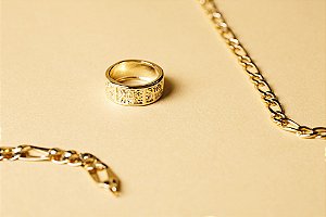 Anel Ouro Ideogramas