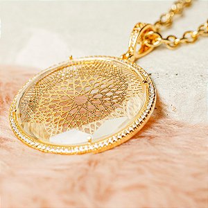 Corrente Cristal Amuleto Trançado Ouro 18k