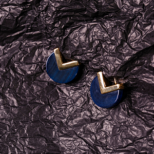 Brinco V Ágata Azul Marinho