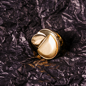 Anel Carolina - Meios Círculos em Ouro Fosco e Brilhante