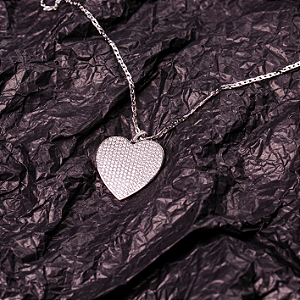 Gargantilha Afeto - Coração Brilhante de Ródio Branco