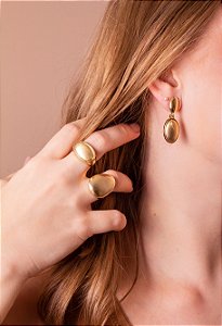 Anel Ouro Fosco Oval