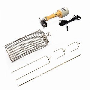 Espeto Giratório Elétrico 110V Inox Para Churrasqueira é só na Pesque Fácil  - Soluções Para Pesca com