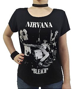 Camiseta Baby Look Costas Trançada Nirvana