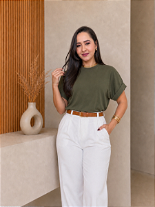 BLUSA MANGA DOBRADA LISA