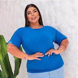 Blusa Lisa Viscolycra Premium Plus Size – Manga Dobrada
