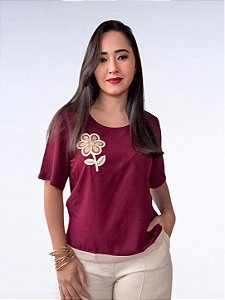 BLUSA MANGA CURTA BORDADA