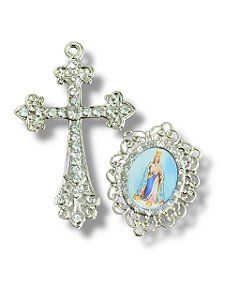 Nossa Senhora da Abadia Kit cruz e entremeio para confecção de terços