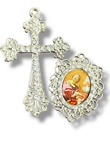 Santa Cecília kit Cruz e entremeio para terço católico