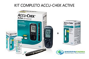 Kit Aparelho Medidor de Glicose + 50 Tiras Accu-check Active Validade: 04/2023