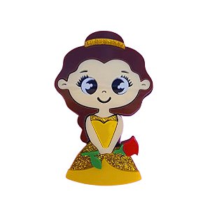 Aplique Princesa Bela Cúpula Acrílico Dourado 5 cm 4 Uni Vivarte - I