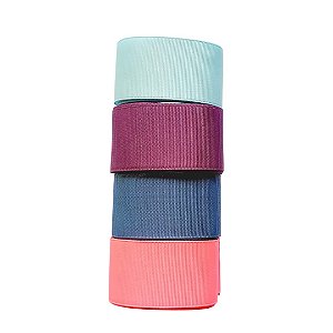 KIT YAMA FITA MISTA,LISAS E DECORATIVAS   4 MODELOS (38MM) - 1 METRO DE CADA COR