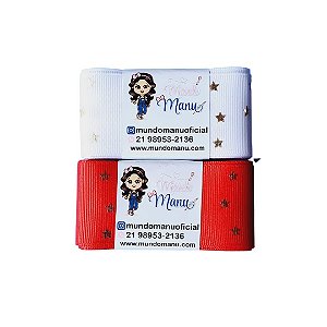 KIT FITA YAMA   BRANCO/ VERMELHO ESTRELA DOURADO (38MM) - 2 METROS DE CADA COR